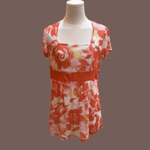 New York & Company Mesh Top | Floral Print | Size XL | Vintage Y2K